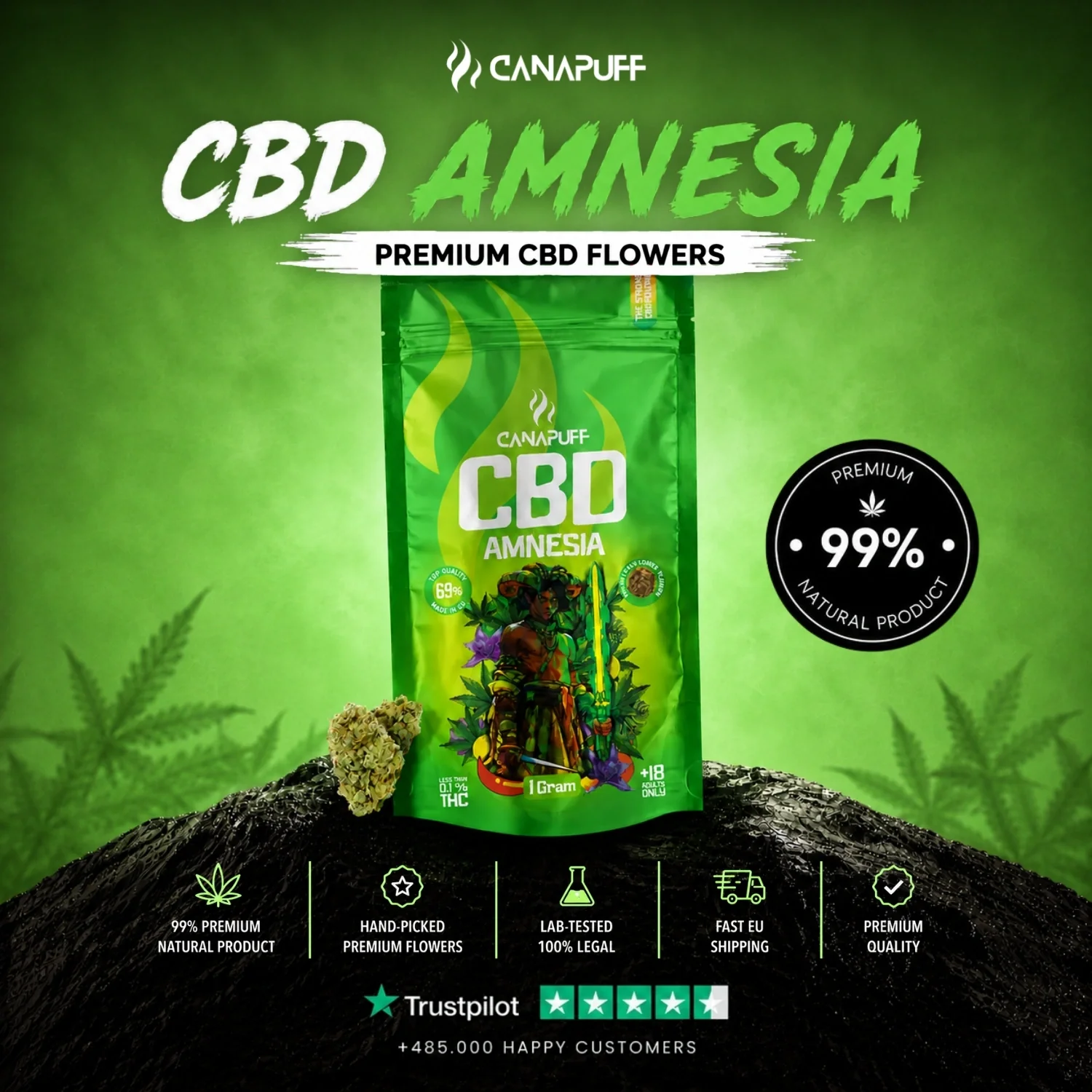 CBD Flowers Amnesia 69% - Image 2