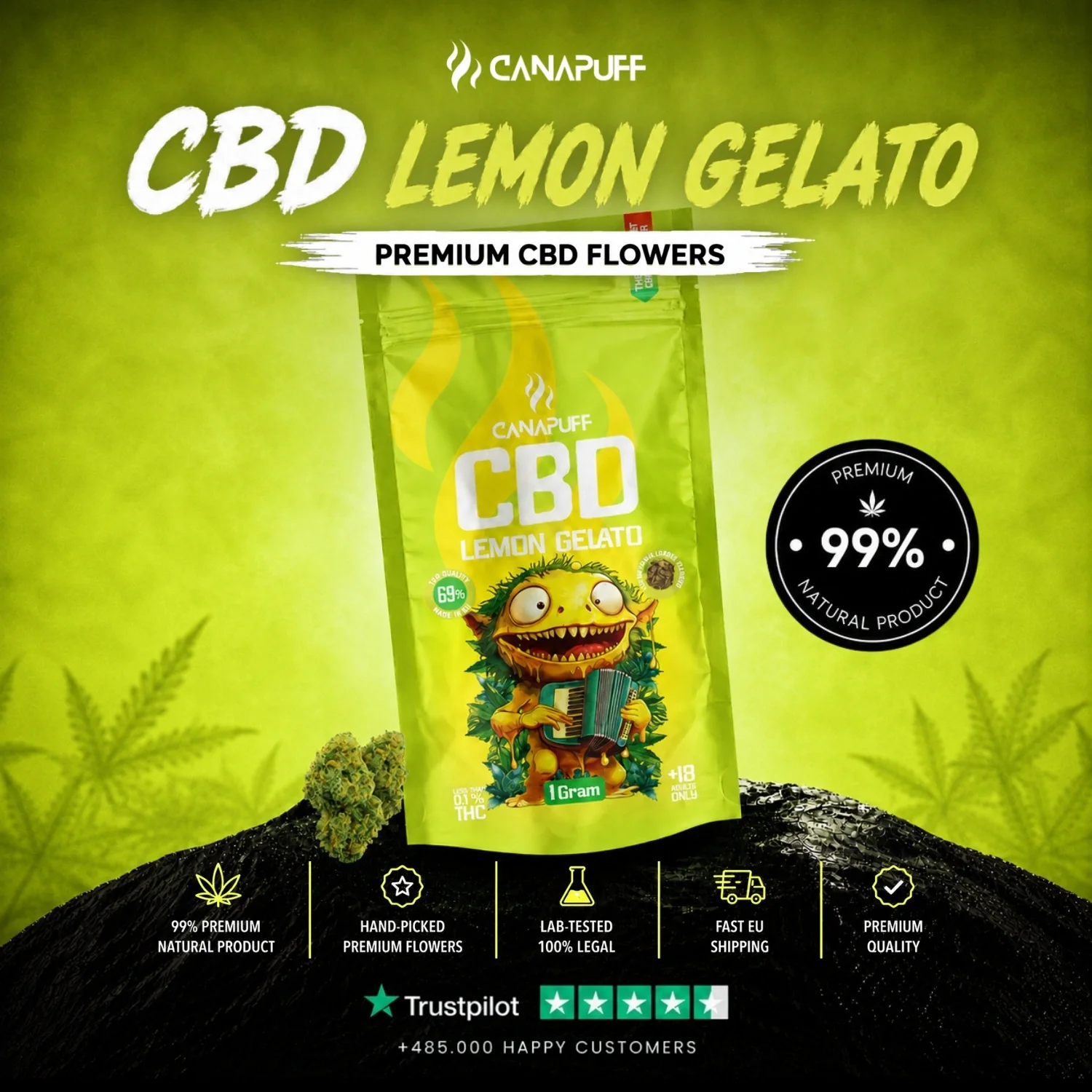 CBD Flowers Lemon Gelato 69% - Image 2