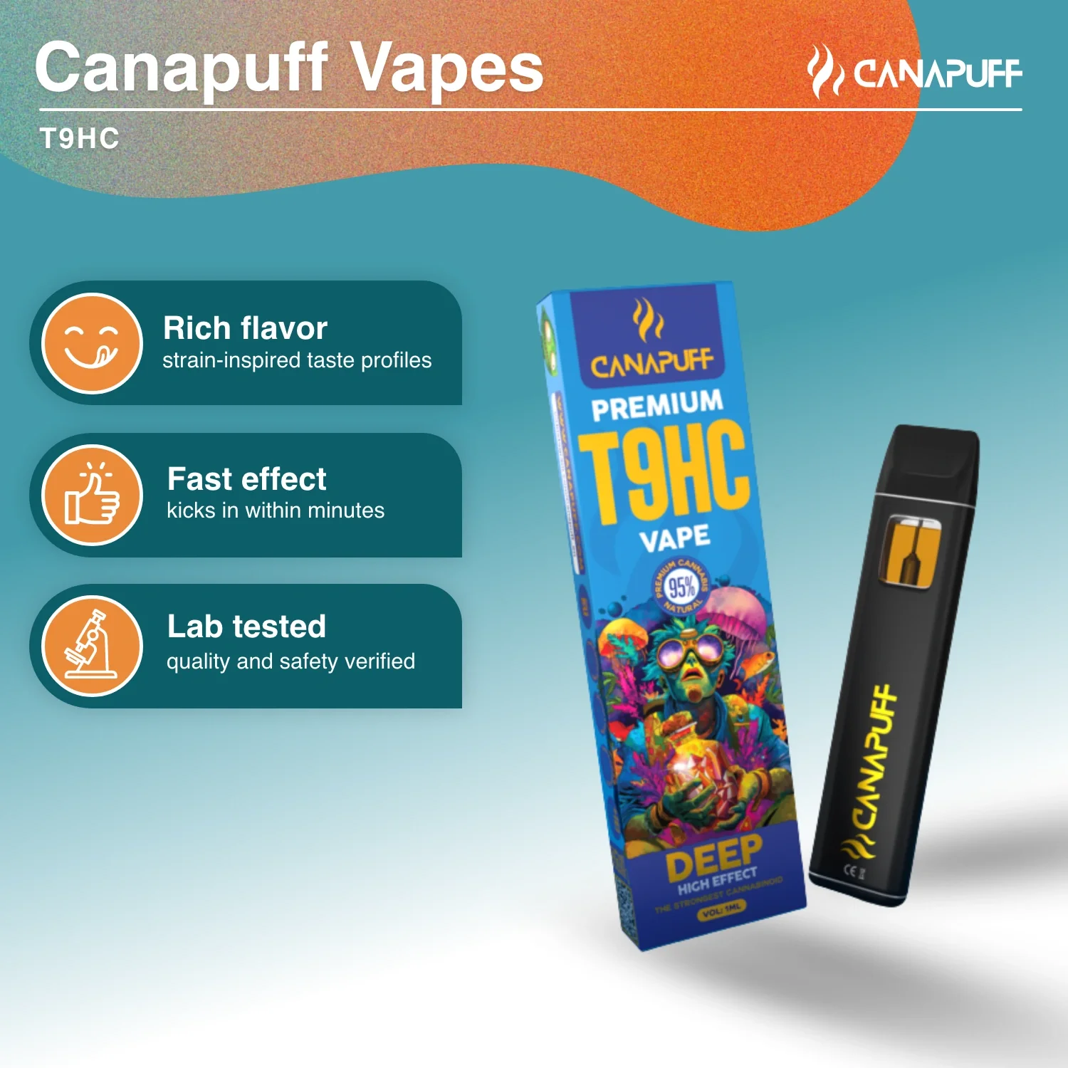 T9HC Vape Deep 95% 1ml - Image 2